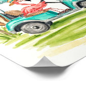 Flamingo Golf Waterverf Kunstprint Poster (Hoek)