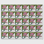 Flamingo Golfer met golfkar op roze voor vrouw Cadeaupapier (Vlak)