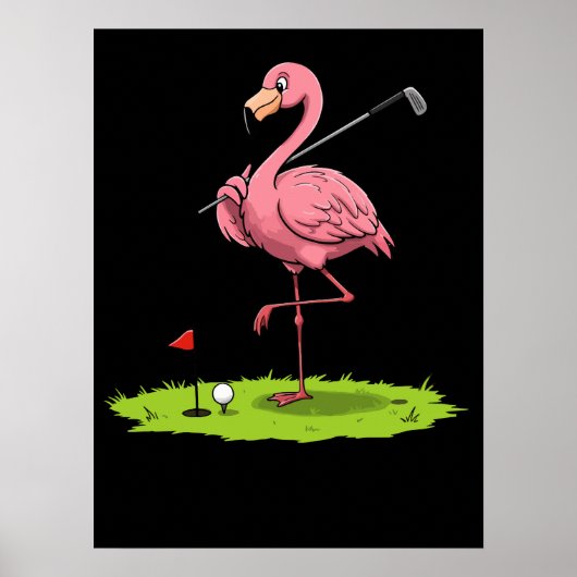 Flamingo Golfer op het groen Poster (Voorkant)