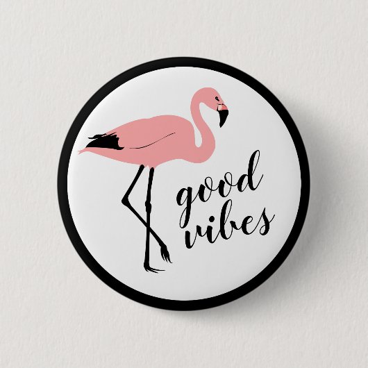 Flamingo Good Vibes Funny Button (Voorkant)