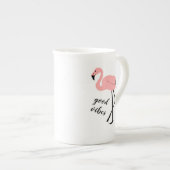 Flamingo Good Vibes Pink Black Bone China Mok (Voorkant rechts)
