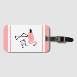 Flamingo Good Vibes Pink Black Cute Bagagelabel