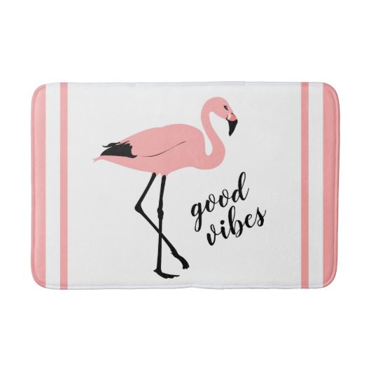Flamingo Good Vibes Pink Black Cute Bath Mat (Voorkant)