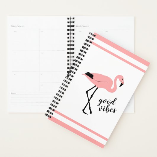 Flamingo Good Vibes Pink Black Cute Planner (Display)