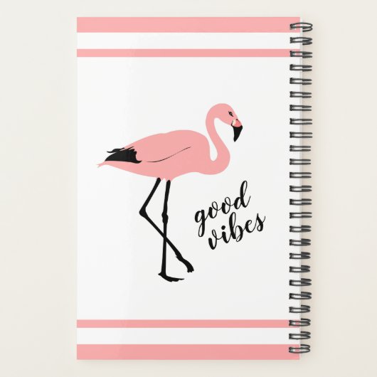 Flamingo Good Vibes Pink Black Cute Planner (Achterkant)