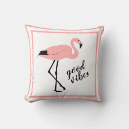 Flamingo Good Vibes Pink Black Cute Sierkussen