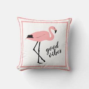 Flamingo Good Vibes Pink Black Cute Sierkussen