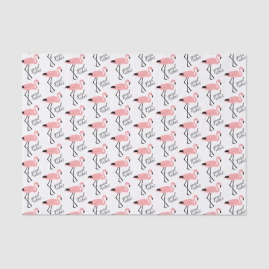 Flamingo Good Vibes Pink Black Cute Tissue Paper Tissuepapier (Voorkant)