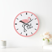 Flamingo Good Vibes Pink Black Cute Wall klok (Huis)