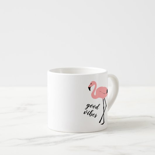 Flamingo Good Vibes Pink Black Espresso Mok (Voorkant rechts)