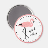 Flamingo Good Vibes Pink Black Magnet (Voorkant / Achterkant)