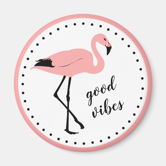 Flamingo Good Vibes Pink Black Magnet (Voorkant)