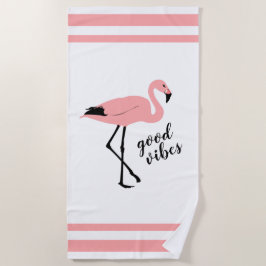 Flamingo Good Vibes Pink Black Trendy Cute Strandlaken