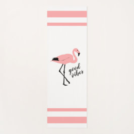 Flamingo Good Vibes Pink Black White Cute Yoga Mat