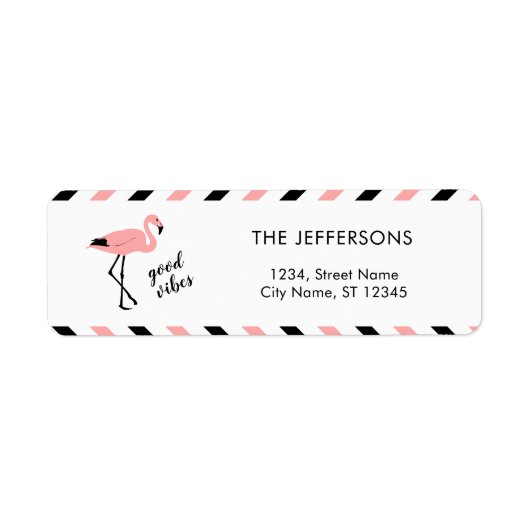 Flamingo Good Vibes Pink Return Address Label (Voorkant)
