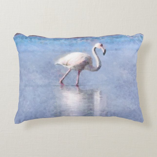 Flamingo Grace en Beauty Waterverf Accent Kussen (Voorkant)