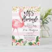 Flamingo Graduation Party nodigt kaart Flamingle u (Staand voorkant)