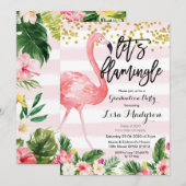 Flamingo Graduation Party nodigt kaart Flamingle u (Voorkant / Achterkant)