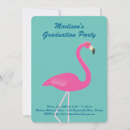 Flamingo Graduation Party - Turquoise Kaart