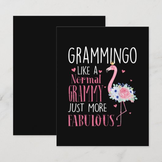 Flamingo Grammingo als een normale Grammy Gift Fun Kaart (Voorkant / Achterkant)