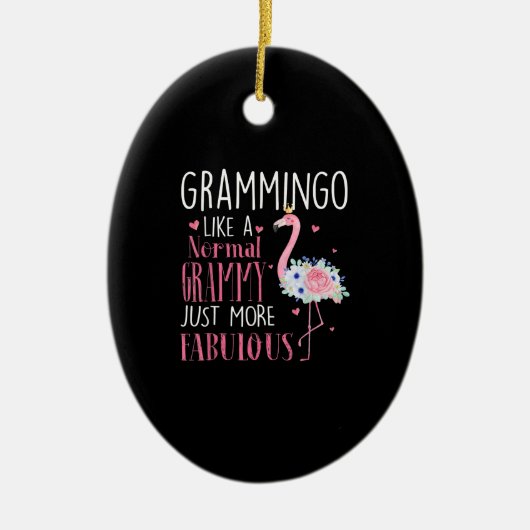 Flamingo Grammingo als een normale Grammy Gift Fun Keramisch Ornament (Voorkant)