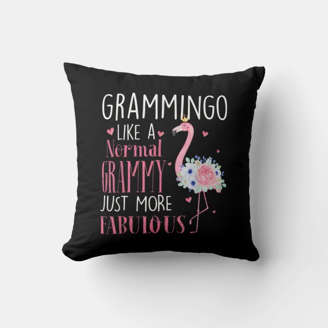 Flamingo Grammingo als een normale Grammy Gift Fun Kussen (Voorkant)