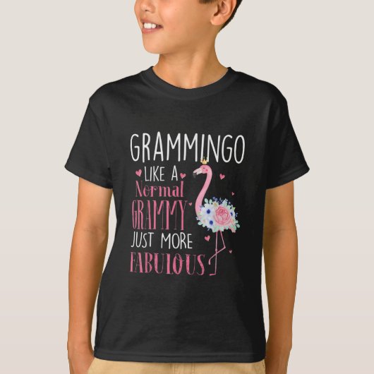 Flamingo Grammingo als een normale Grammy Gift Fun T-shirt (Voorkant)