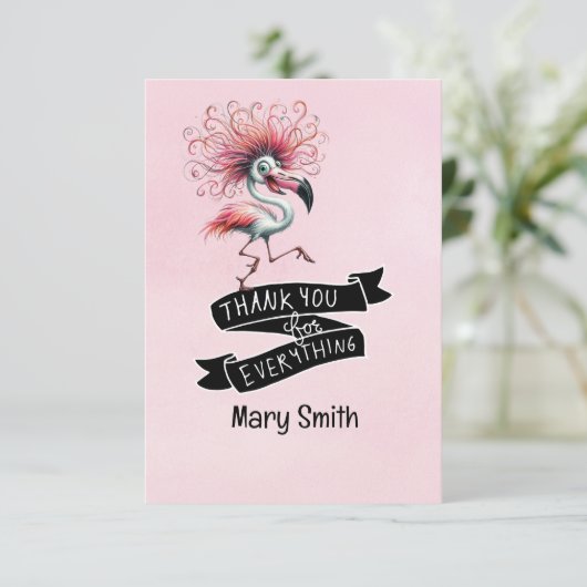 Flamingo Grappig Ontwerp voor feestje Bedankkaart (Staand voorkant)