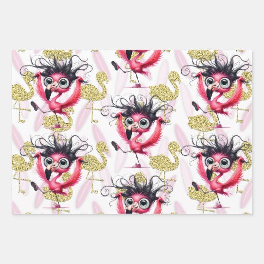 Flamingo Grappig Ontwerp voor partij Inpakpapier Vel (Voorkant 2)