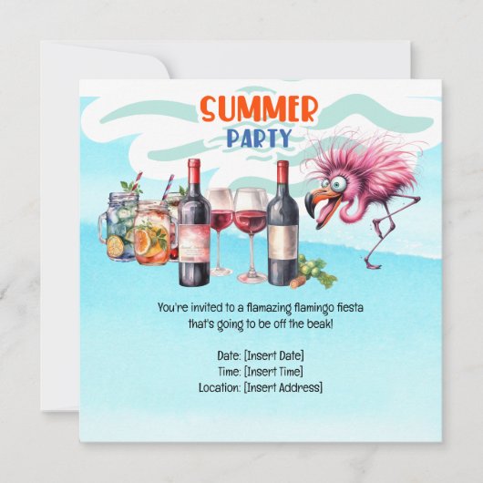 Flamingo Grappig Ontwerp voor partij Save The Date (Voorkant)