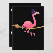 Flamingo | Grappige Flamingo Heks Halloween Feestdagenkaart (Voorkant / Achterkant)