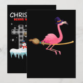 Flamingo | Grappige Flamingo Heks Halloween Kaart (Voorkant / Achterkant)