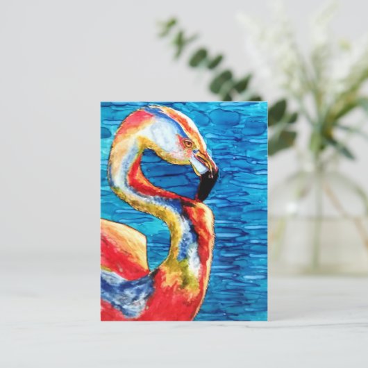 Flamingo Greeting. Briefkaart (Staand voorkant)