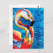 Flamingo Greeting. Briefkaart (Voorkant / Achterkant)