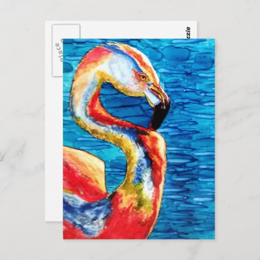 Flamingo Greeting. Briefkaart (Voorkant / Achterkant)