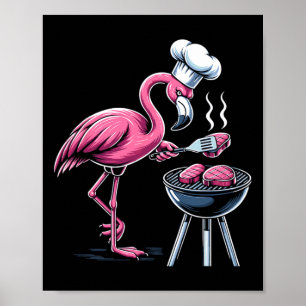 Flamingo Grillgrillbarbecue BBQ voor mannen Vrouwe Poster