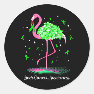 Flamingo groen lint voor bewustwording over leverk ronde sticker