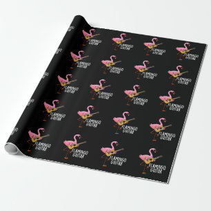 Flamingo Guitar Funny Music Pun Dark BG Cadeaupapier