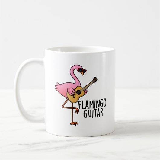 Flamingo Guitar Funny Music Pun Koffiemok (Links)