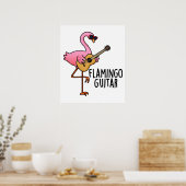 Flamingo Guitar Funny Music Pun Poster (Keuken)