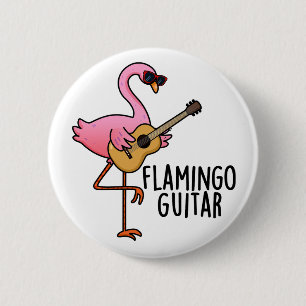Flamingo Guitar Funny Music Pun Ronde Button 5,7 Cm