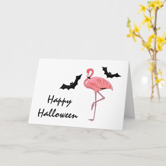 Flamingo Halloween Bats Kaart (Gele Bloem)