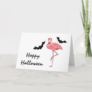Flamingo Halloween Bats Kaart