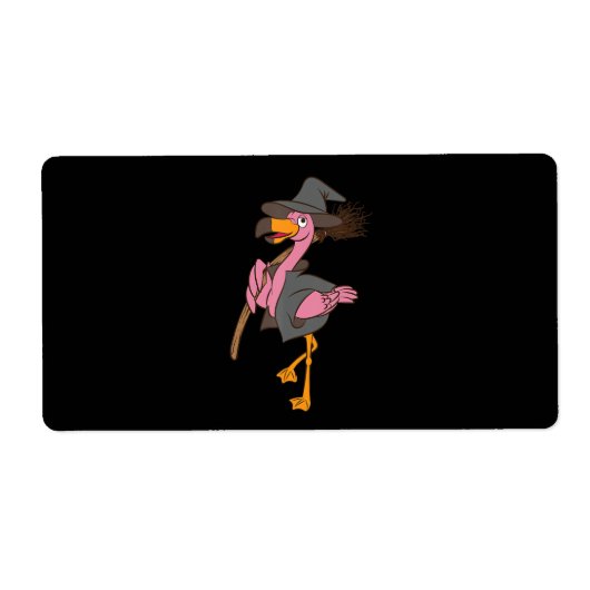 Flamingo Halloween Flamingo Witch Cool Pink Bird Etiket (Voorkant)