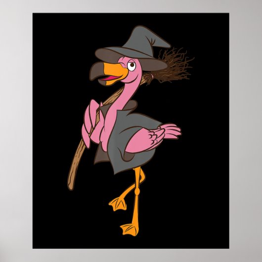 Flamingo Halloween Flamingo Witch Cool Pink Bird Poster (Voorkant)