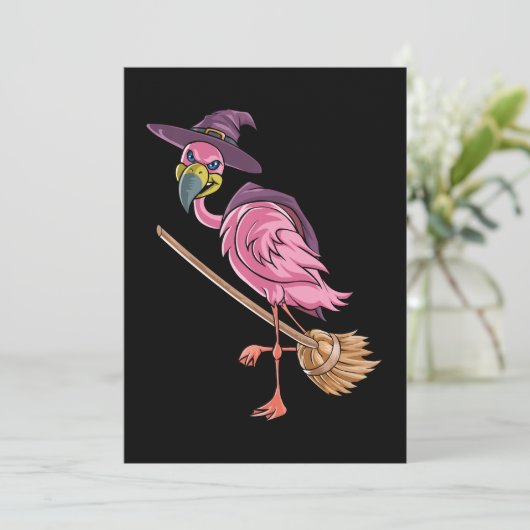 Flamingo | Halloween Flamingo Witch Scary Bedankkaart (Staand voorkant)