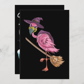 Flamingo | Halloween Flamingo Witch Scary Kaart (Voorkant / Achterkant)