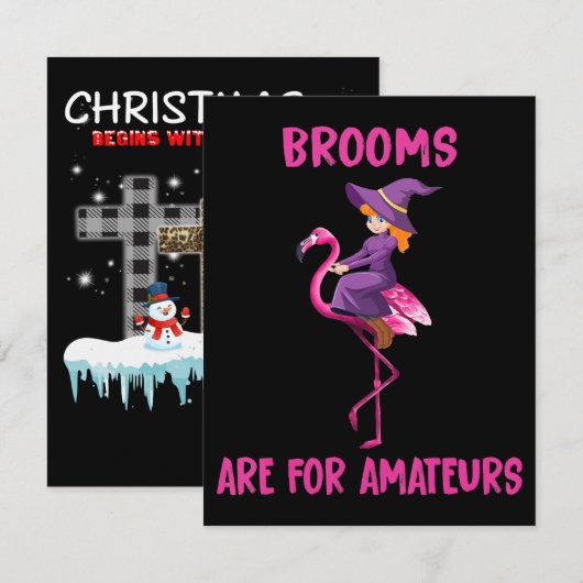 Flamingo | Halloween kostuum Flamingoween Kaart (Voorkant / Achterkant)