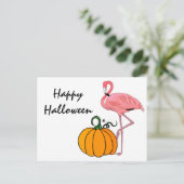 Flamingo Halloween pompoen Briefkaart (Staand voorkant)