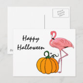 Flamingo Halloween pompoen Briefkaart (Voorkant / Achterkant)